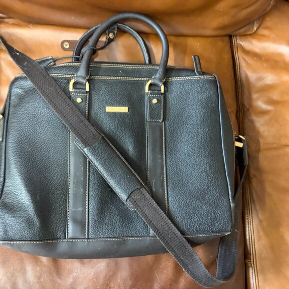 Brooks Brothers Brown Pebbled Leather Messenger Briefcase Work Bag - Picture 1 of 3